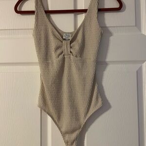 Beige Textured bodysuit